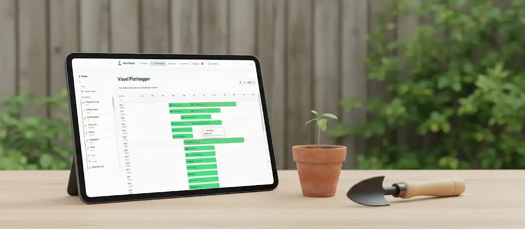 Skærmbillede af HavePlanner køkkenhave planlægnings værktøj